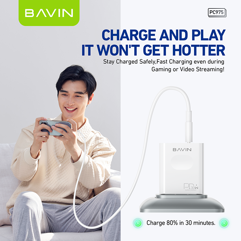 BAVIN C-PC975-CC 33W Fast Charger w/ USB-C, QC3.0 & iPhone Ports