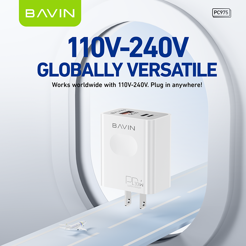 BAVIN C-PC975-CC 33W Fast Charger w/ USB-C, QC3.0 & iPhone Ports