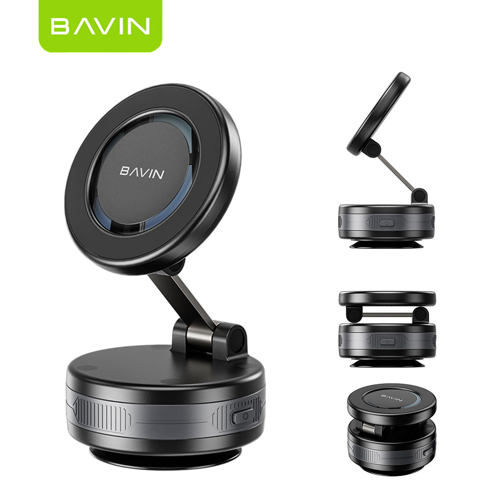 BAVIN D-S-PS75 / D-S-PS88 Magnetic Vacuum Phone Holder Stand w/ 360° Rotation & Motorized Suction Type-C Rechargeable