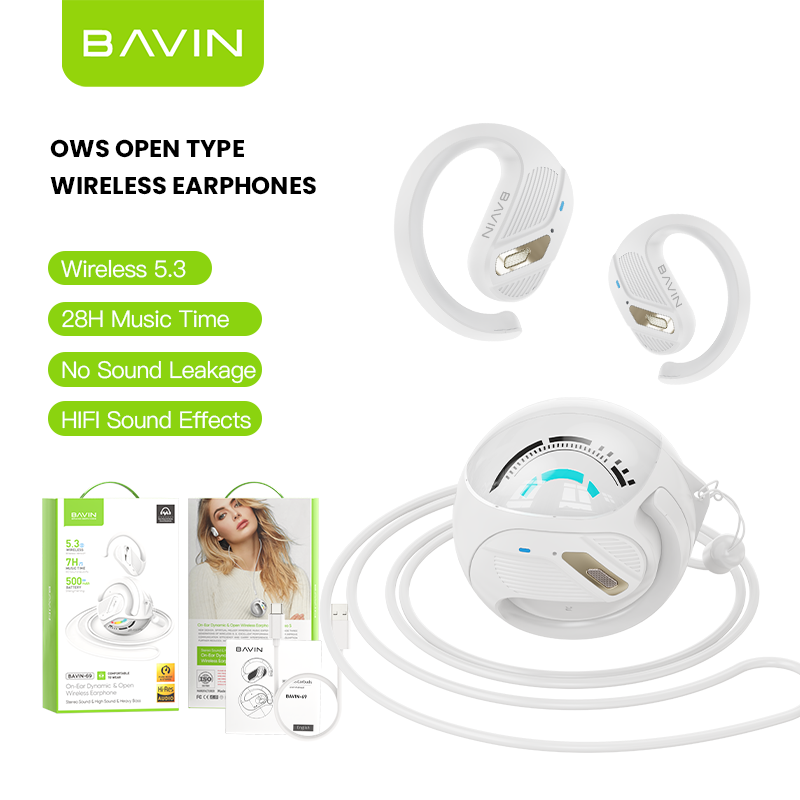 BAVIN HB-BA-69 TWS Bluetooth 5.3 Open Ear Wireless Earbuds w/ Water Resistance