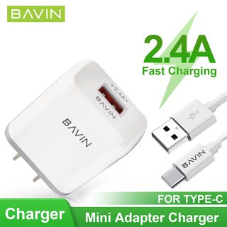 BAVIN C-PC368-XX 2.4A Wall Charger w/ Multi-Protection & 1m Charging Cable