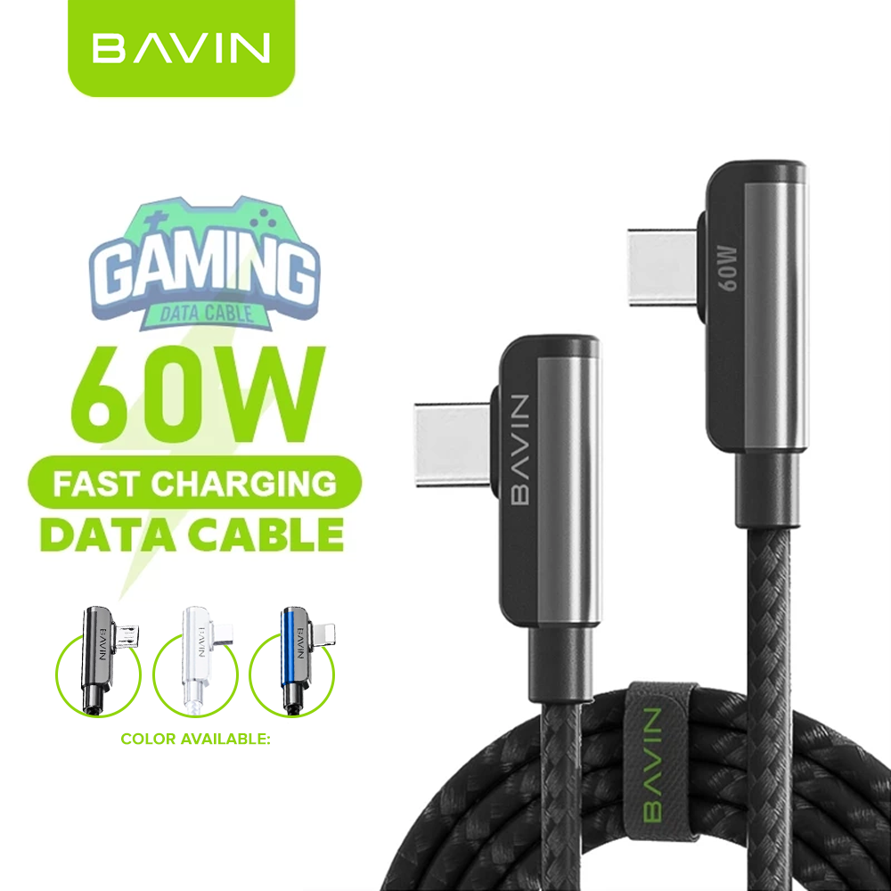 BAVIN CB211 60W PD Fast Charging Data Cable w/ 90 Degree Elbow Gaming Charging Cable for iPhone 17