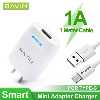 BAVIN PC752 Mini Wall Charger Overcharging Protection Quick Charge w/ USB Cable for Micro/iPhone/Type-C