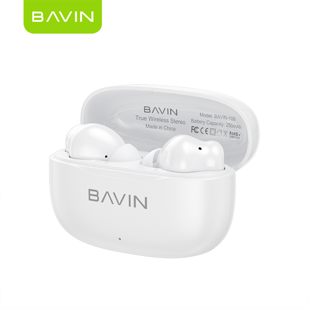 BAVIN BA108 Hi-Res Audio Wireless Bluetooth 6.0 Earbuds ANC+ENC Noise Reduction |Long Battery Life
