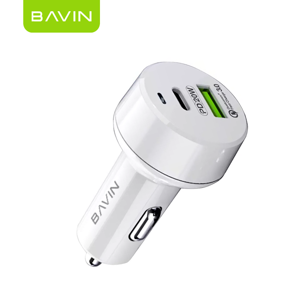 BAVIN C-C-PC309 20W PD Fast Car Charger w/ Dual Ports Compatible for iPhone 16 Series