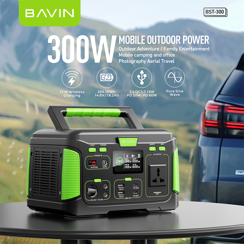 BAVIN BST1000 1000W 218400mAh/ 650W 171600mAh /300W 72800mAh Power Station W/ Solar Panel Input