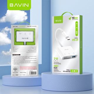 BAVIN U-O-29 3-in-1 OTG Card Reader Type-C to TF/SD + USB