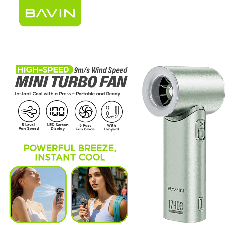 BAVIN BF-001 Portable Mini Turbo Jet Fan Rechargeable w/ Up to 5 Gears Powerful Wind Speeds