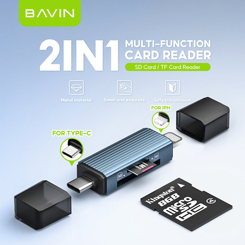 BAVIN O50 / O51 Multifunction Card Reader 2 in 1 OTG Transfer Adapter For Micro SD / TF Card