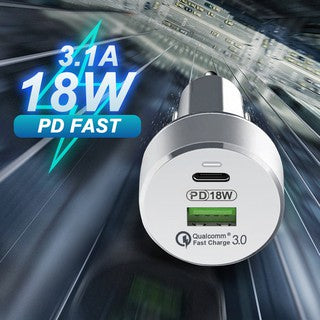 BAVIN C-C-PC309 20W PD Fast Car Charger w/ Dual Ports Compatible for iPhone 16 Series