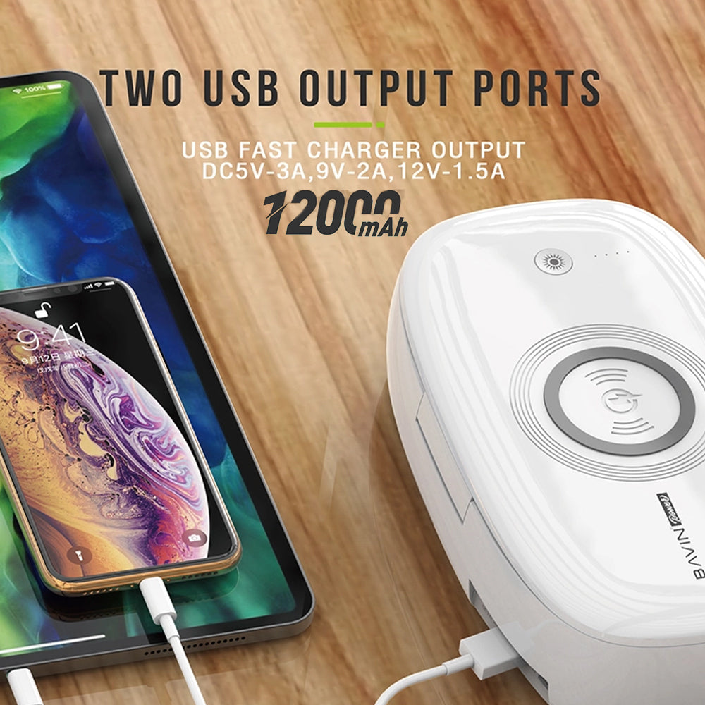 BAVIN Y-PC080 12000mAh Wireless Fast Charging Powerbank w/ UV Disinfection Box