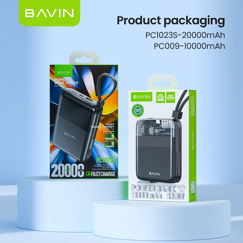 BAVIN Y-PC009 22.5W Fast Charging Power Bank w/ LED Indicator & Built-In Cable