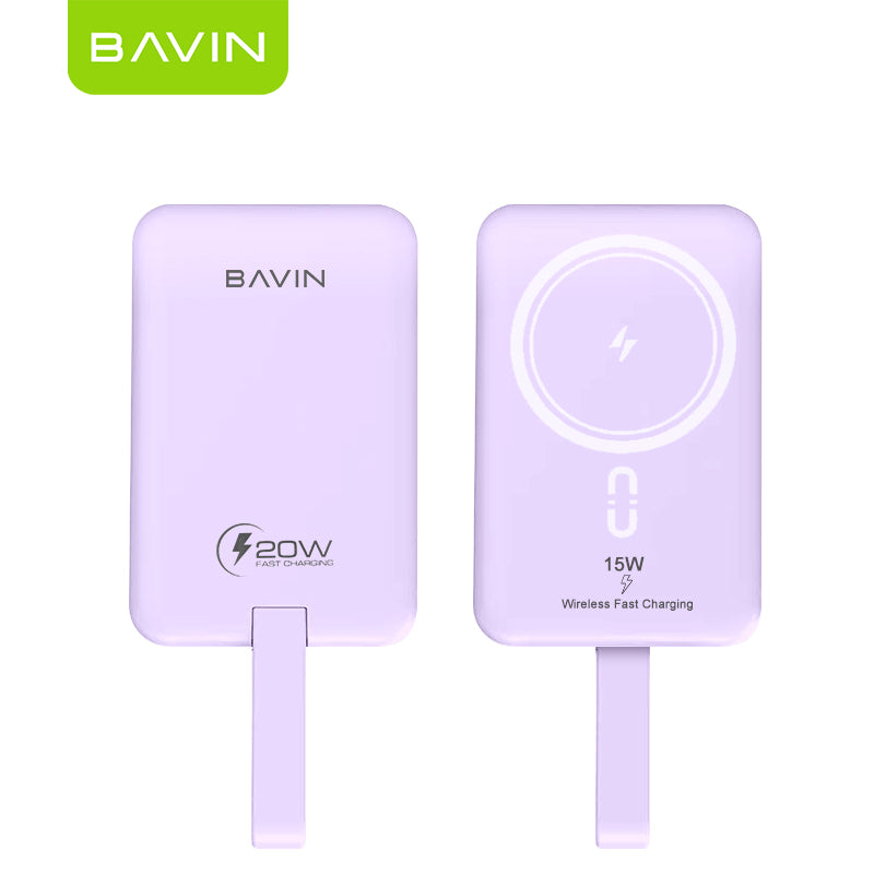 BAVIN Y-PC1086 10000mAh Wireless Magnetic Powerbank w/ Built-In Cable