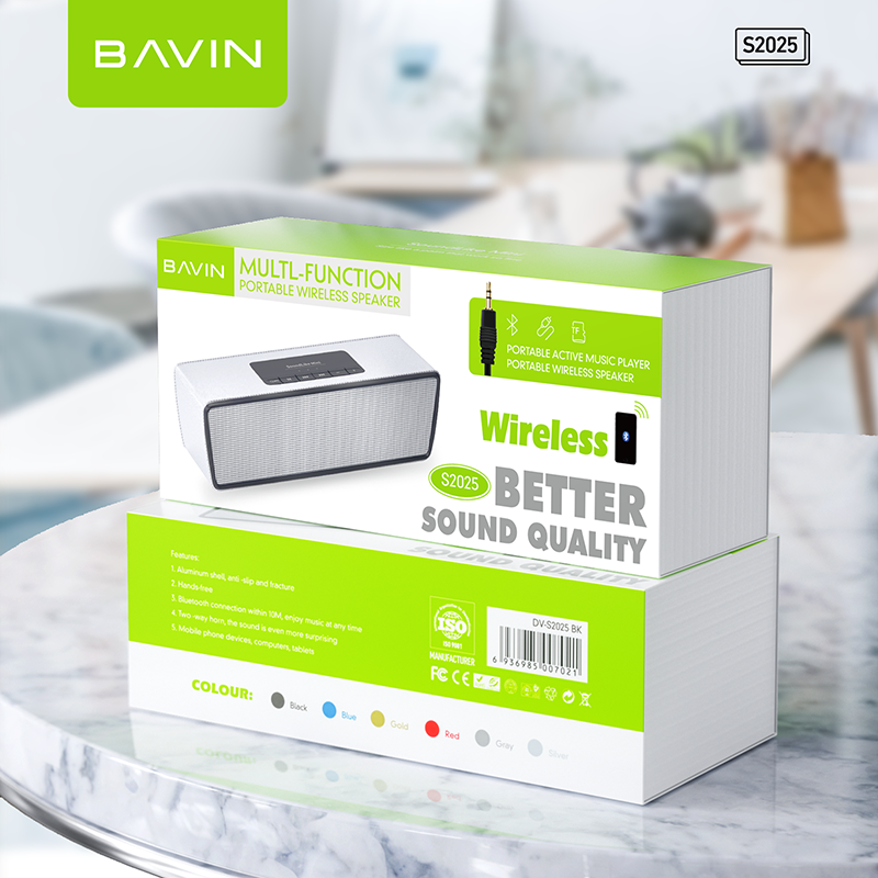 BAVIN DV-S2025 Compact Bluetooth Speaker with USB, TF Card & AUX Support