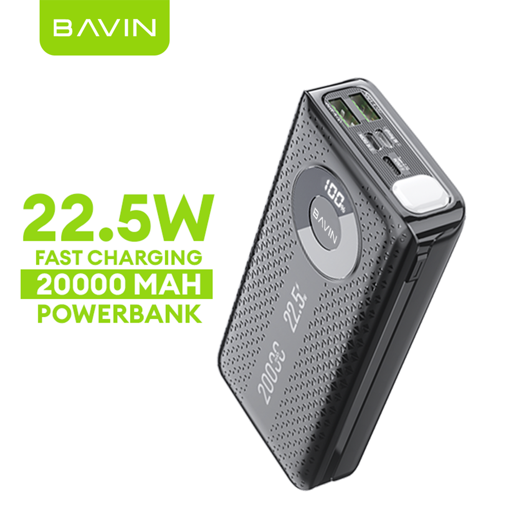 BAVIN Y-PC065 20,000mAh Powerbank w/ 22.5W Fast Charging Dual/ Ports/ Flashlight & LED Indicator