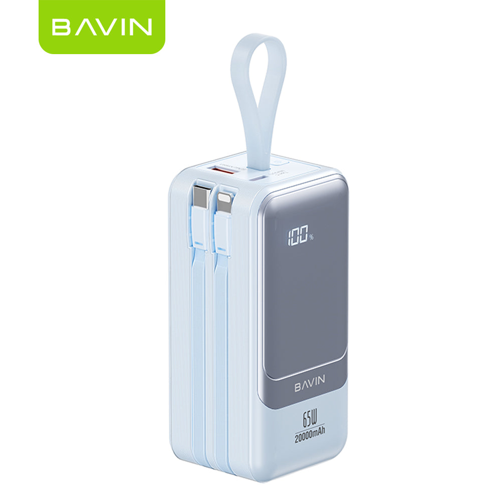 BAVIN PC1093 20000mAh 65W Fast Charging Powerbank w/ USB & Type-C Ports Input & Output Supports Laptop Charging