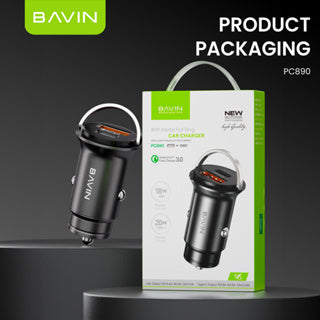 BAVIN C-C-PC890 20W PD Fast Charging Car Charger 18W QC3.0 USB Port Fast Charge for iPh & Android (Supports 17 Series)