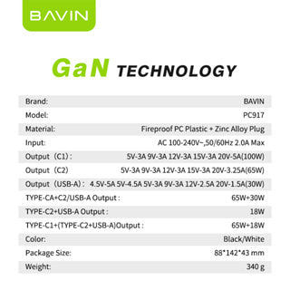 BAVIN C-PC917 100W GaN Multi-Port Fast Charger