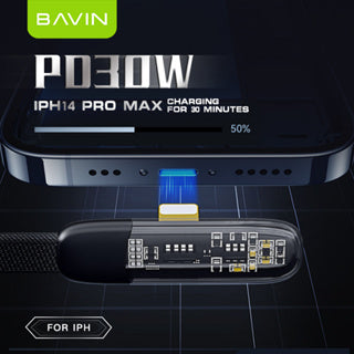 BAVIN U-CB281-XX 30W PD Fast Charging Cable 1.2m Braided Cord Design For Gaming