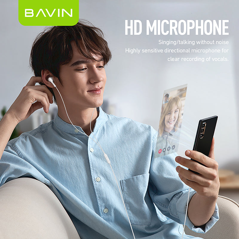 BAVIN H-C-HX872 HiFi Bass Type-C Wired Earphones w/ Mic & Stereo Sound