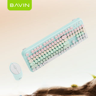 BAVIN K990 Wireless Keyboard and Mouse 2.4G Cute Stylish Compatible for iPhone/Laptop/Tablet/Android