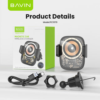 BAVIN C-W-PC1070 15W Fast Wireless Charging Magnetic Car Mount Phone Holder