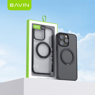 BAVIN E-YX301-XX Transparent Magnetic Phone Case w/ 360° Ring for iPhone 14/15 Pro