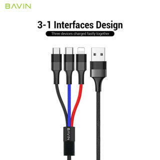 BAVIN U-CB163-3 3in1 USB Charging Cable 2.4A Quick Charge Braided Nylon Cable