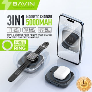 BAVIN Y-PC1096 5000mAh 3-in-1 Magnetic Wireless Powerbank