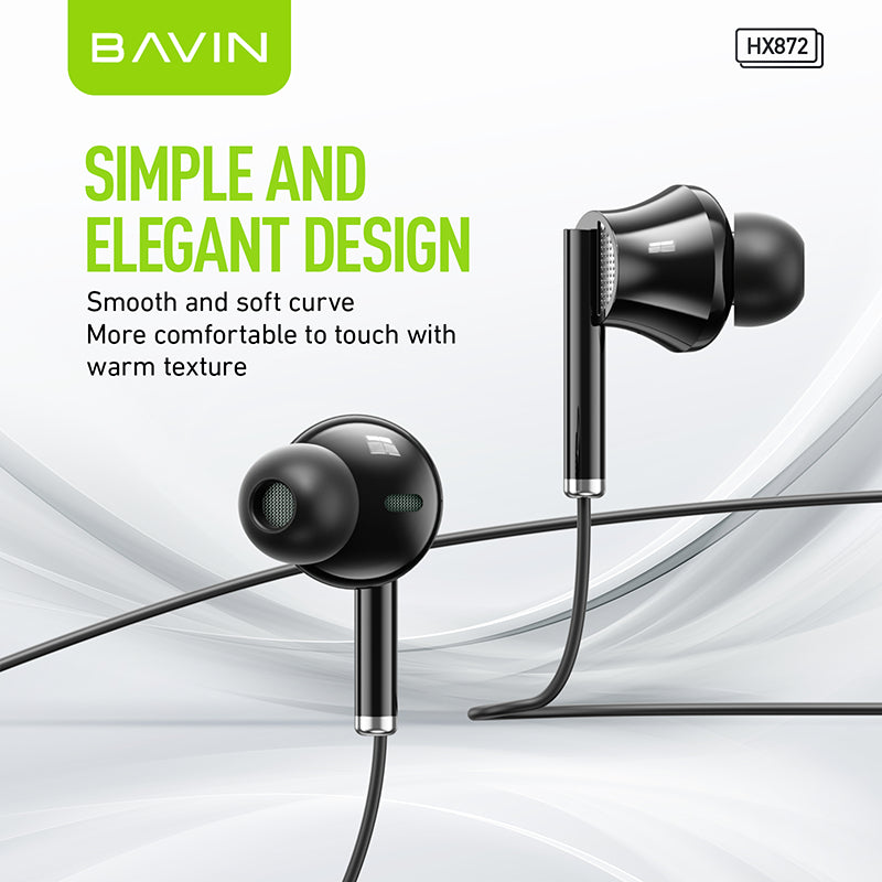 BAVIN H-C-HX872 HiFi Bass Type-C Wired Earphones w/ Mic & Stereo Sound