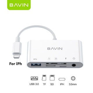 BAVIN O32 / O39 5 in 1 USB-C / iPhone OTG Hub Adapter & Card Reader w/ USB Port / 3.5mm Audio Jack / TF & SD Card