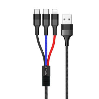 BAVIN U-CB163-3 3in1 USB Charging Cable 2.4A Quick Charge Braided Nylon Cable