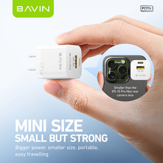 BAVIN C-PC977-XX GaN 30W PD Fast Charger w/ USB-C & USB Ports