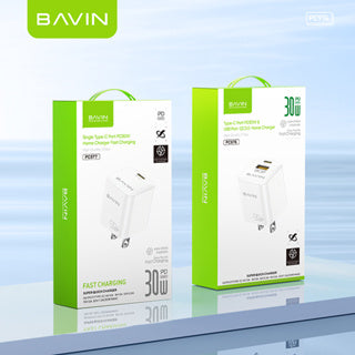 BAVIN C-PC977-XX GaN 30W PD Fast Charger w/ USB-C & USB Ports