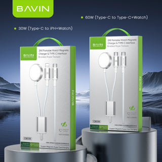 BAVIN CB339 2in1 Magnetic Wireless Smartwatch And Smartphone Charger USB-C Plug Super Fast Charging