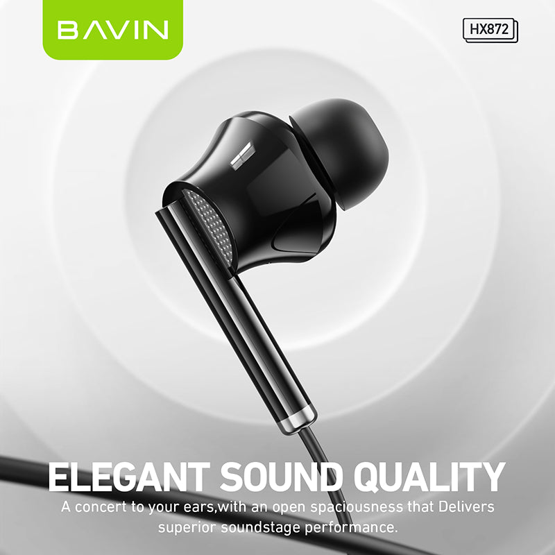 BAVIN H-C-HX872 HiFi Bass Type-C Wired Earphones w/ Mic & Stereo Sound