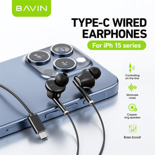 BAVIN H-C-HX872 HiFi Bass Type-C Wired Earphones w/ Mic & Stereo Sound