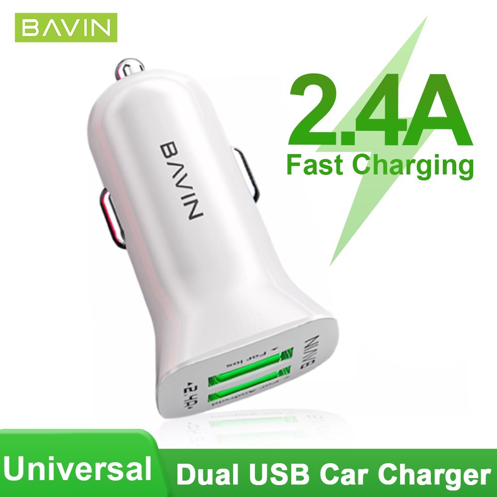 BAVIN C-C-PC253 2.4A Fast Charging & Universal USB Car Charger w/ Dual USB Port