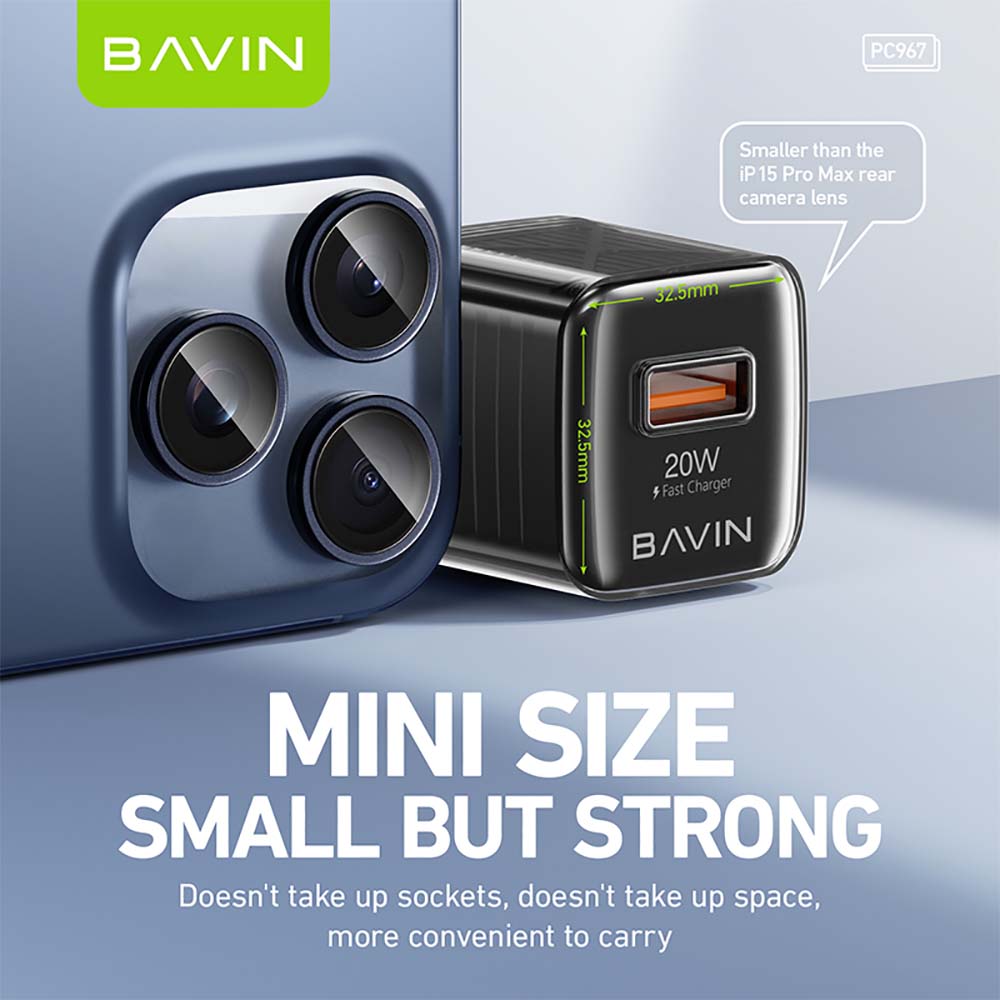 BAVIN C-PC967 20W Mini Fast Charger w/ Intelligent Chip for iPhone 16 & Android