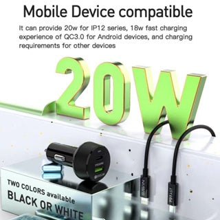 BAVIN C-C-PC309 20W PD Fast Car Charger w/ Dual Ports Compatible for iPhone 16 Series