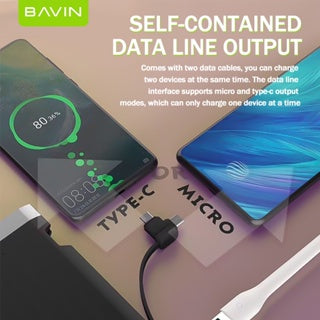 BAVIN Y-PC096 10000mAh Fast Charging Powerbank w/ Built-in Cable
