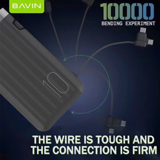BAVIN Y-PC096 10000mAh Fast Charging Powerbank w/ Built-in Cable