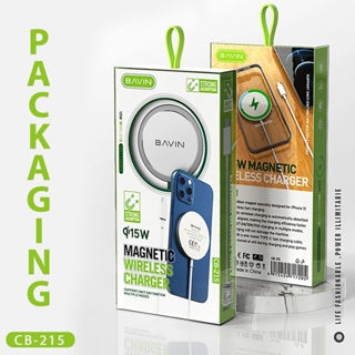 BAVIN C-W-CB215 Qi Magnetic Wireless Thin Fast Charging Charger Compatible w/ iPh 16 Series