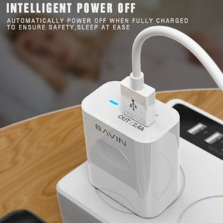 BAVIN C-PC318-XX 2.4A Universal Charger w/ Intelligent Power Off & 1m Cable for Micro, Type-C, iPhone
