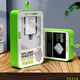 BAVIN C-PC318-XX 2.4A Universal Charger w/ Intelligent Power Off & 1m Cable for Micro, Type-C, iPhone