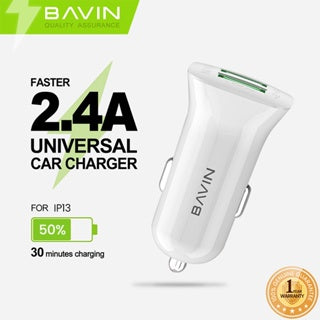 BAVIN C-C-PC253 2.4A Fast Charging & Universal USB Car Charger w/ Dual USB Port