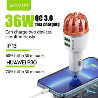 BAVIN C-C-PC283 36W QC3.0 Fast Car Charger w/ Air Purifier Ionizer