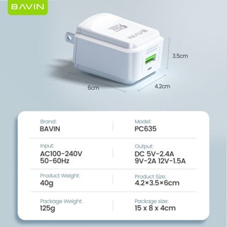 BAVIN C-PC635-XX QC3.0 20W Fast Charger w/ 1m Charging Cable