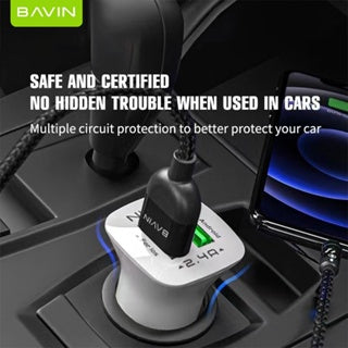 BAVIN C-C-PC253 2.4A Fast Charging & Universal USB Car Charger w/ Dual USB Port