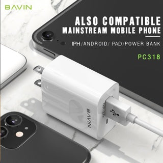 BAVIN C-PC318-XX 2.4A Universal Charger w/ Intelligent Power Off & 1m Cable for Micro, Type-C, iPhone